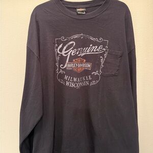Harley-Davidson Black Long Sleeve with Vintage Card Design